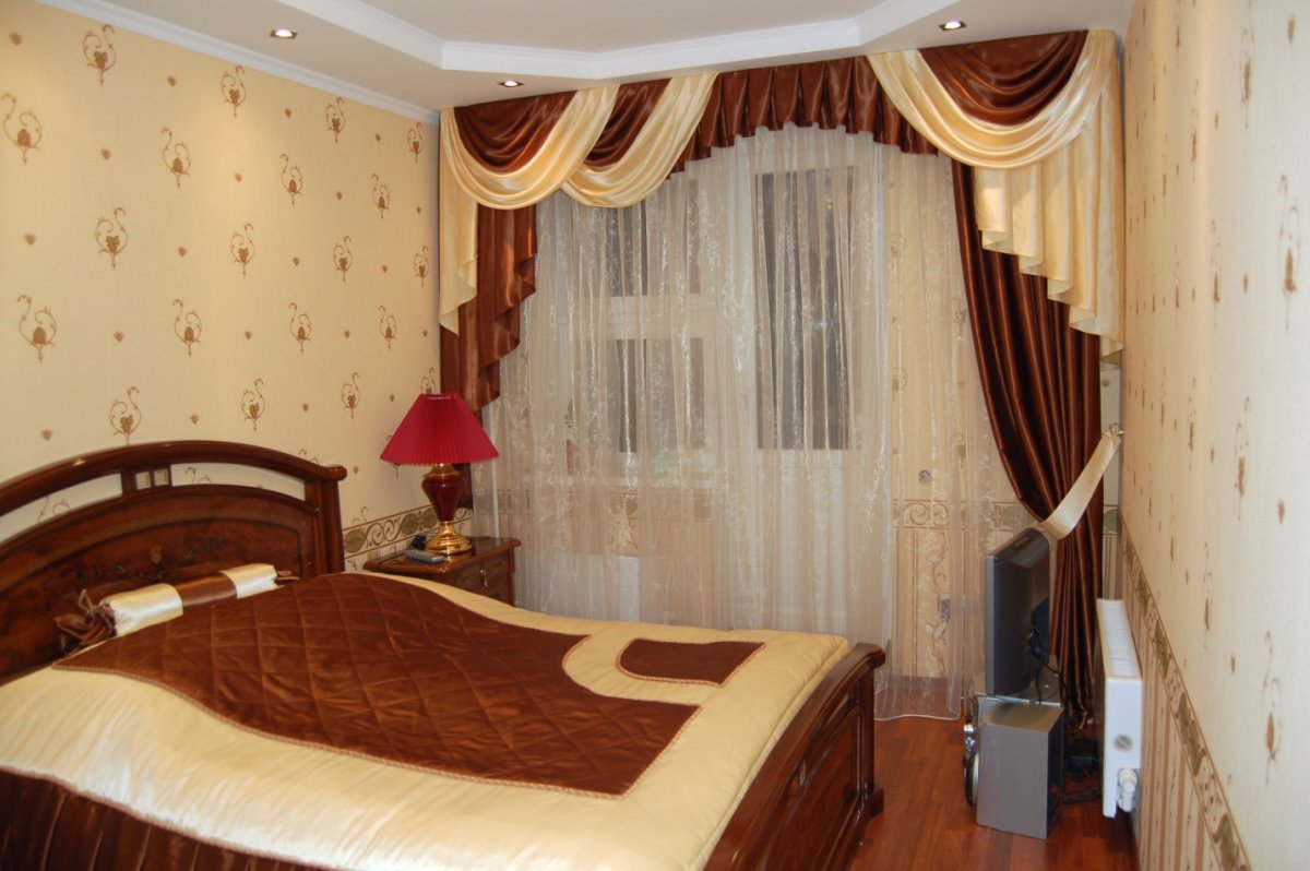 Тюль с ламбрекеном для спальни