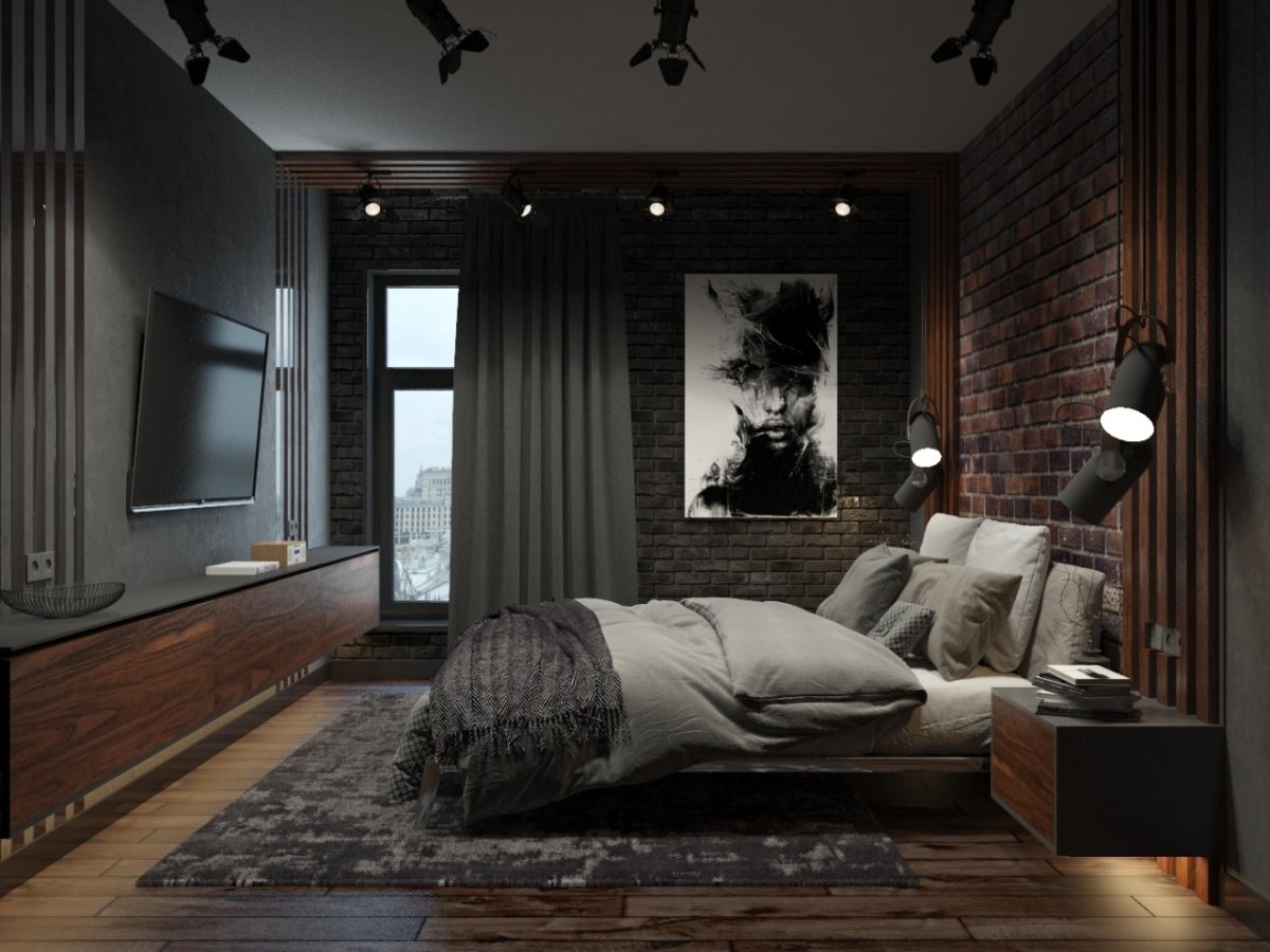 Квартира студия в темных тонах