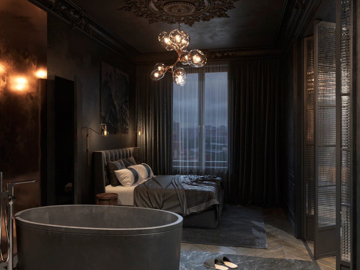 Спальня в стиле тотал Блэк