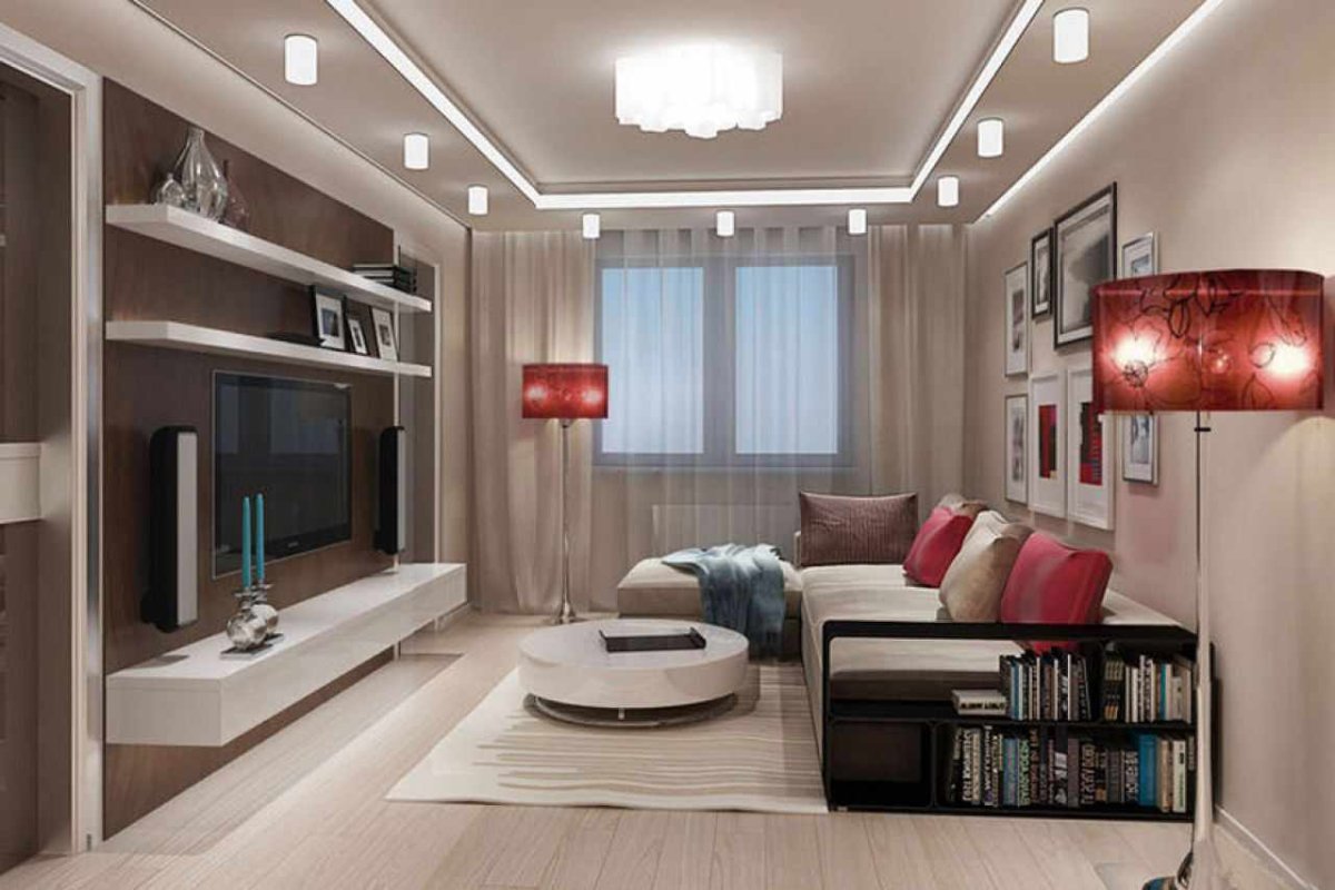 Интерьер квадратной гостиной-с 15м2