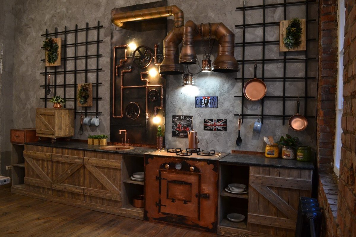 Стимпанк лофт в интерьере