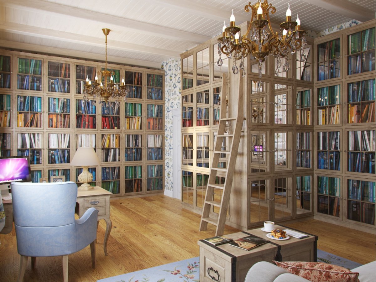 Интерьер библиотеки в квартире