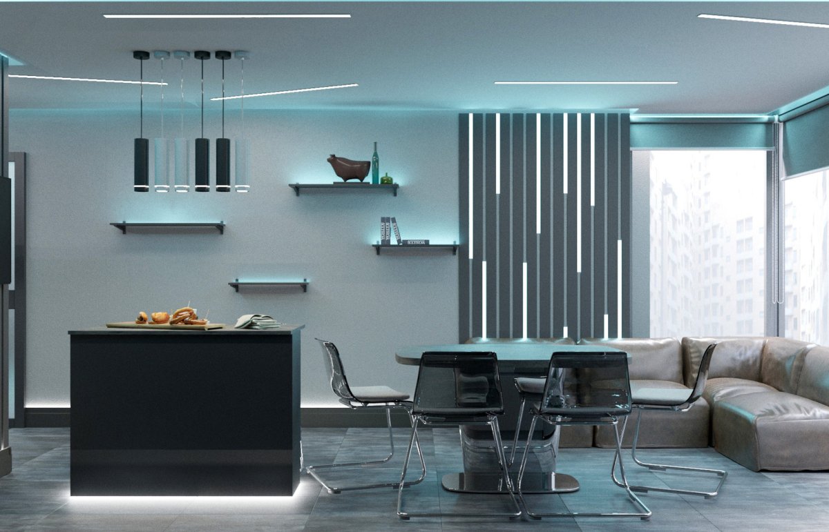 Hi Tech интерьер металл