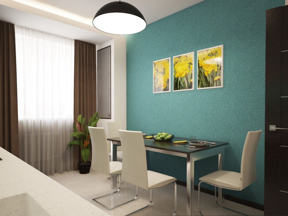 Интерьер обеденной зоны на маленькой кухне