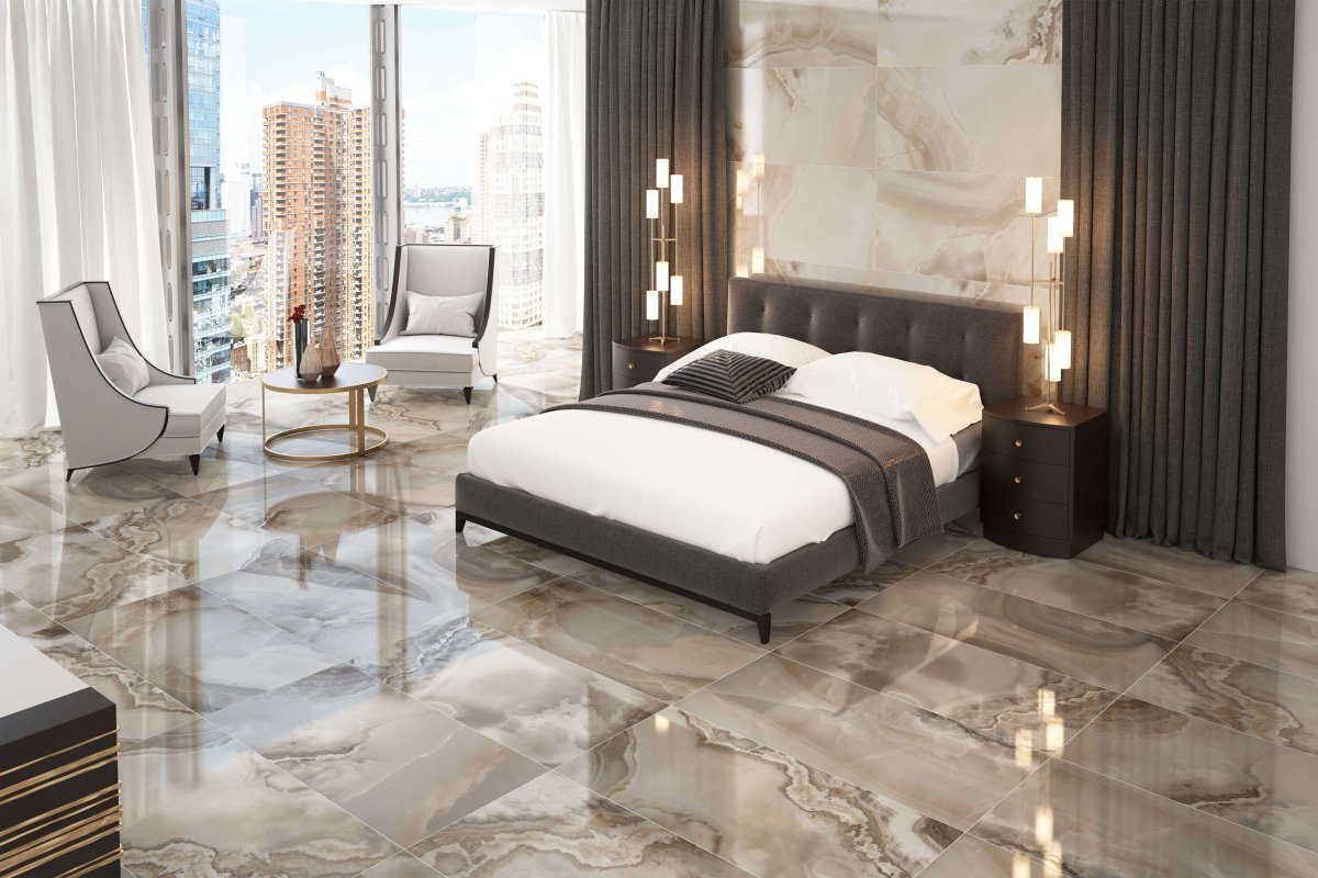 Напольная плитка в спальне