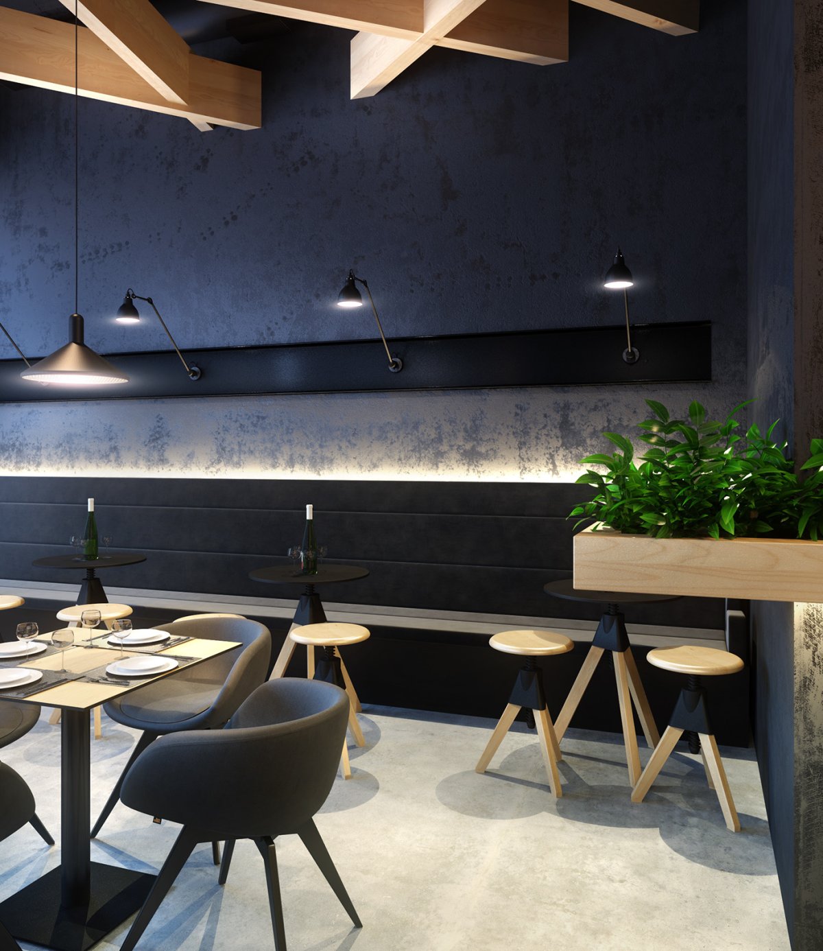 Минималистичный интерьер кофейни