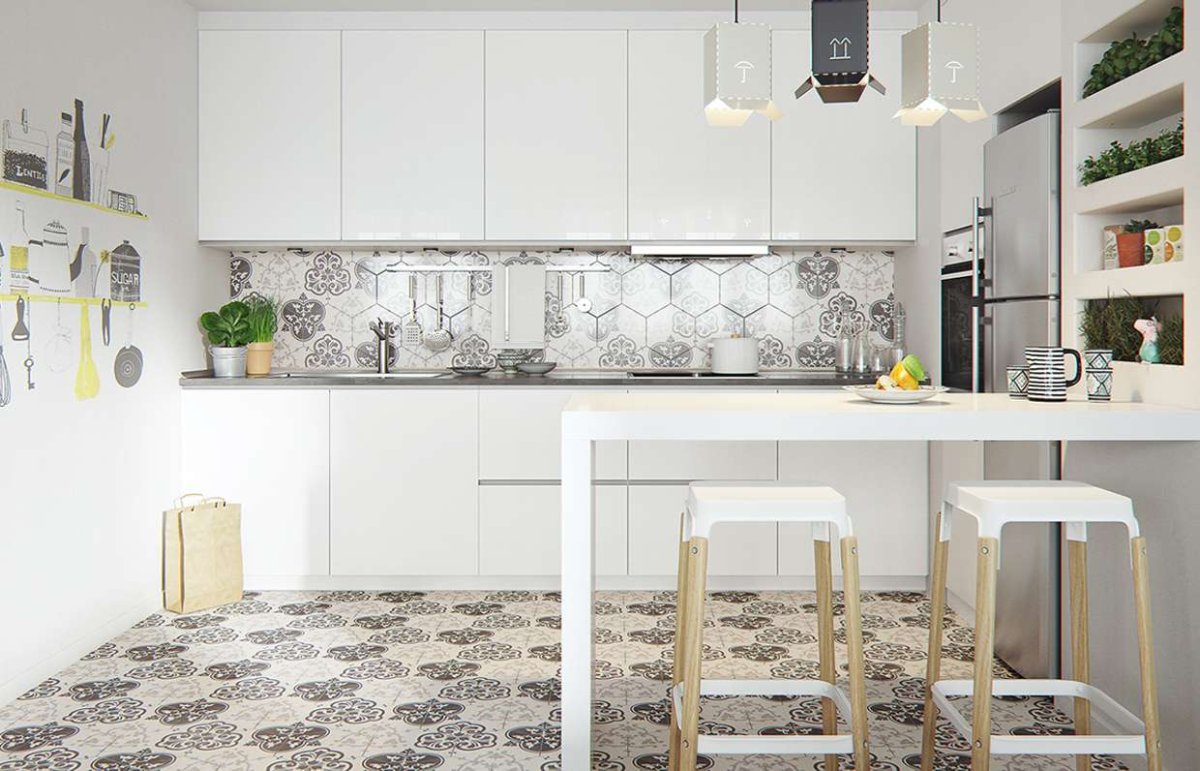 Плитка в скандинавском стиле для кухни