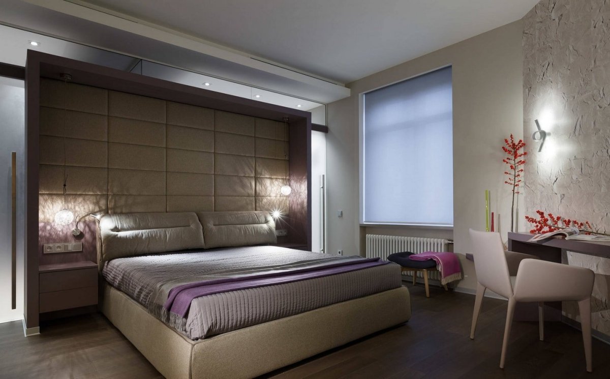 Отделка ниши в стене спальни