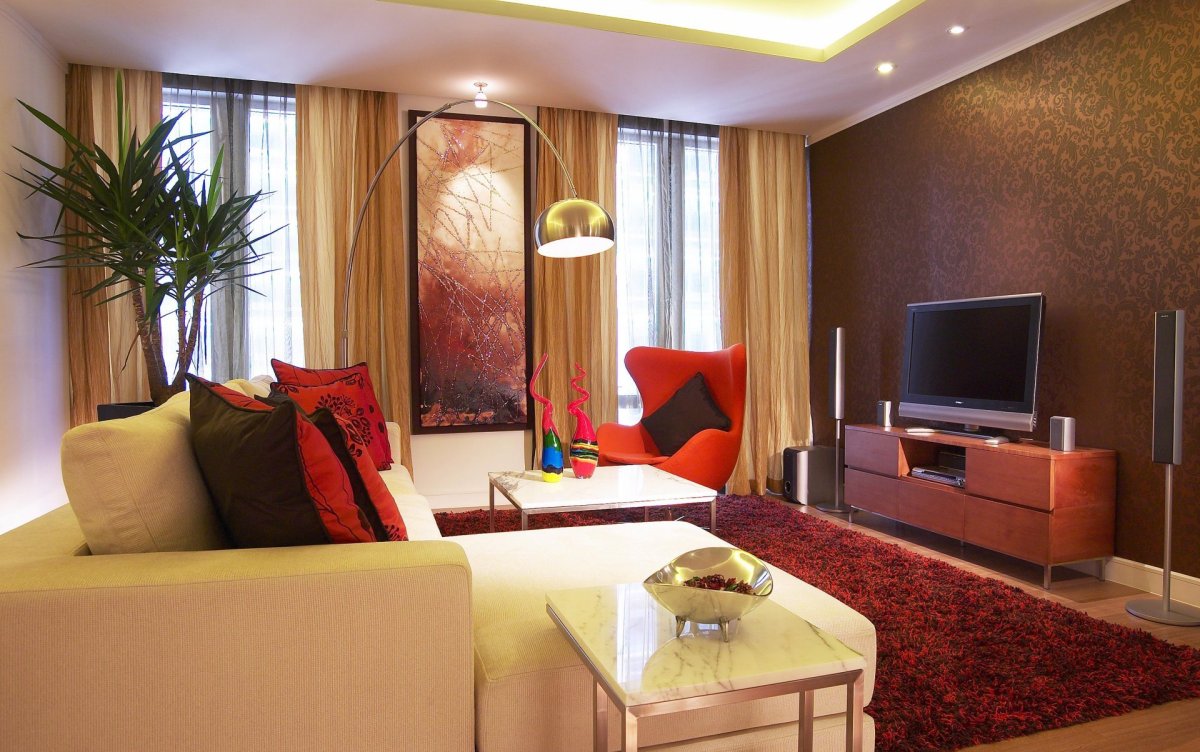 Дизайн интерьера гостиной в спокойных тонах