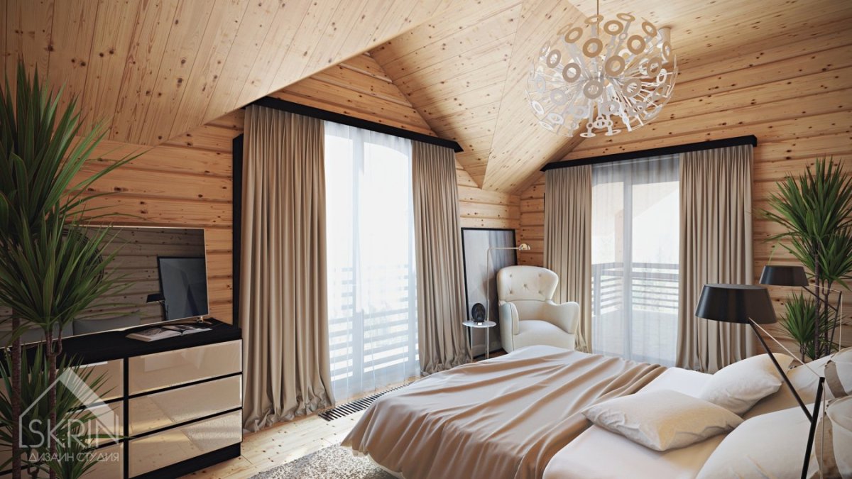 Дом оцилиндрованное бревно интерьер