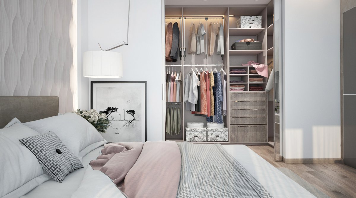 Гардеробная большая современная