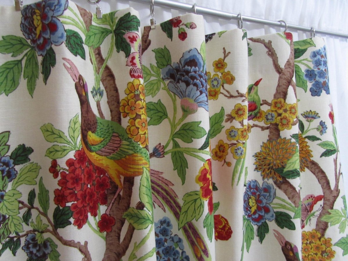 Занавески с птичками в народном стиле