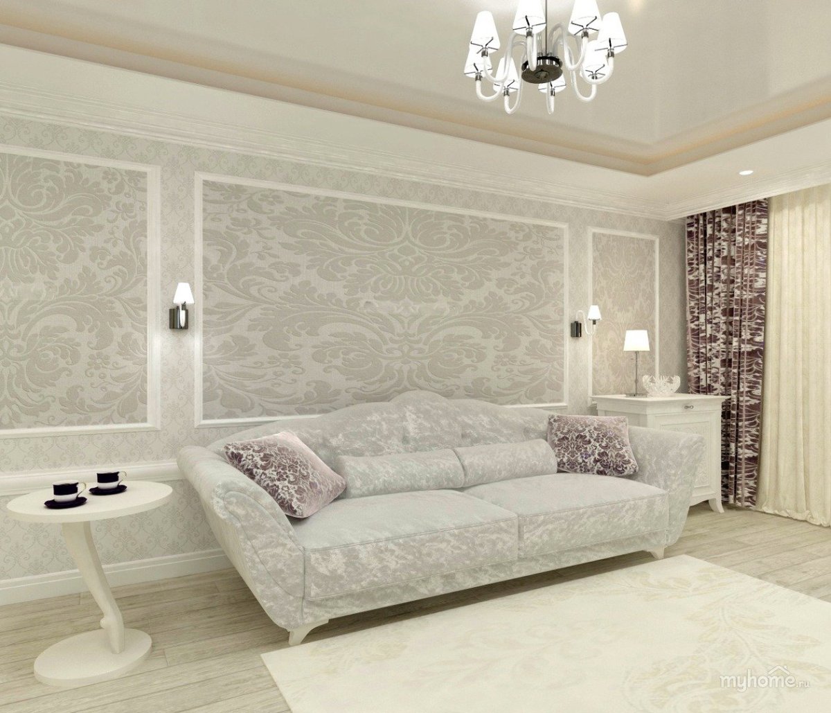 Обои с вензелями в интерьере