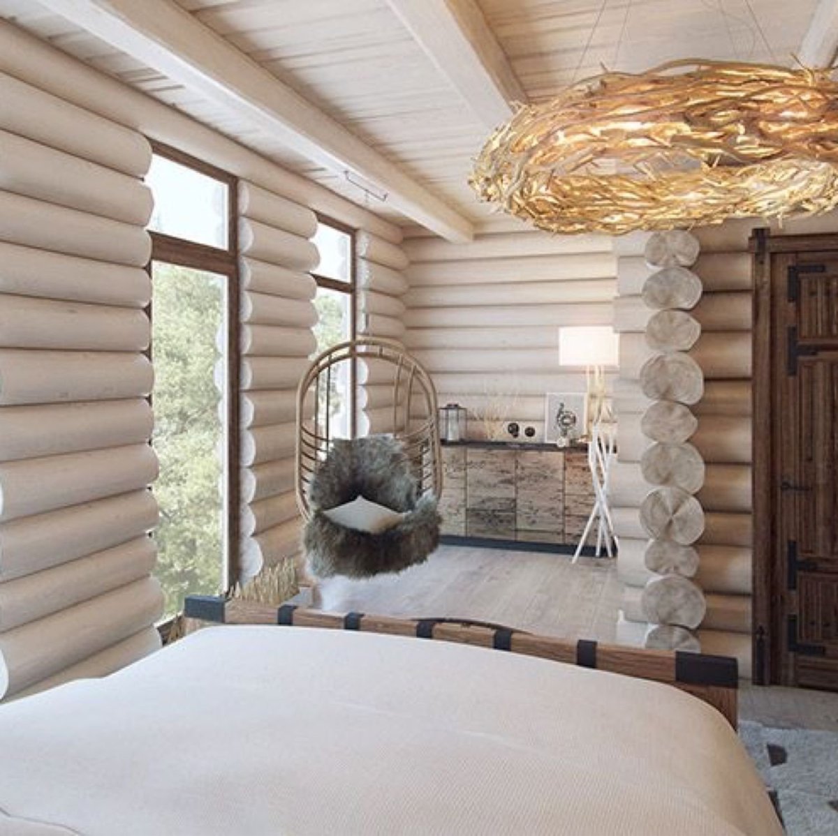 Деревянный дом с двусветной гостиной