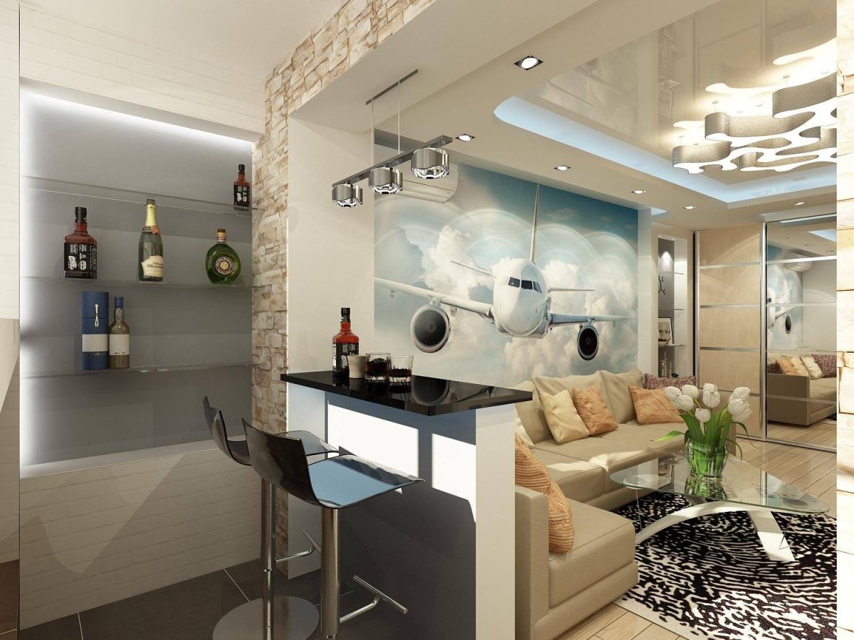 Зонирование кухни-гостиной 20 кв.м