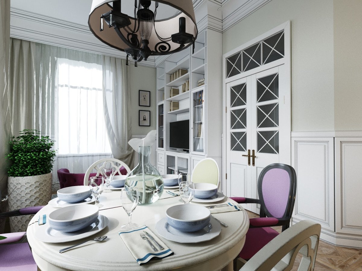 Гостиная с камином в стиле Прованс Кантри