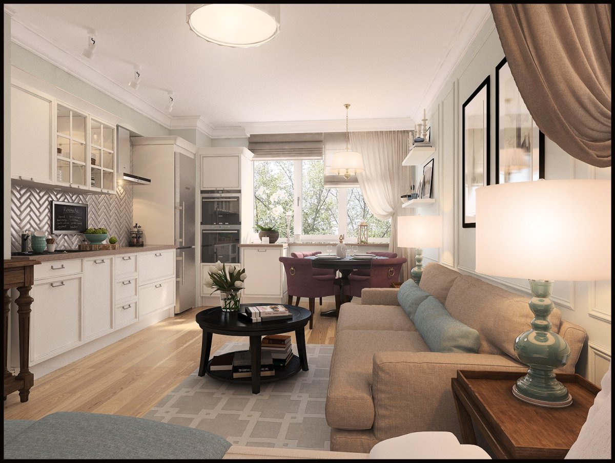 Проходная кухня гостиная планировка