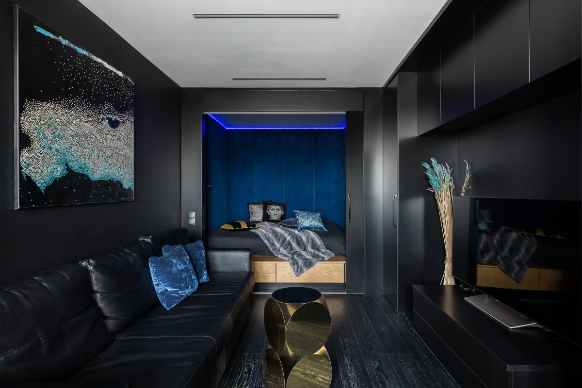 Спальня в темных тонах