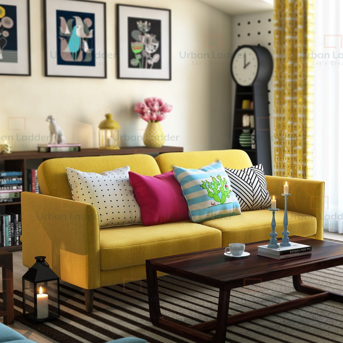 Горчичные обои желая паркетная доска фото в интерьере зала