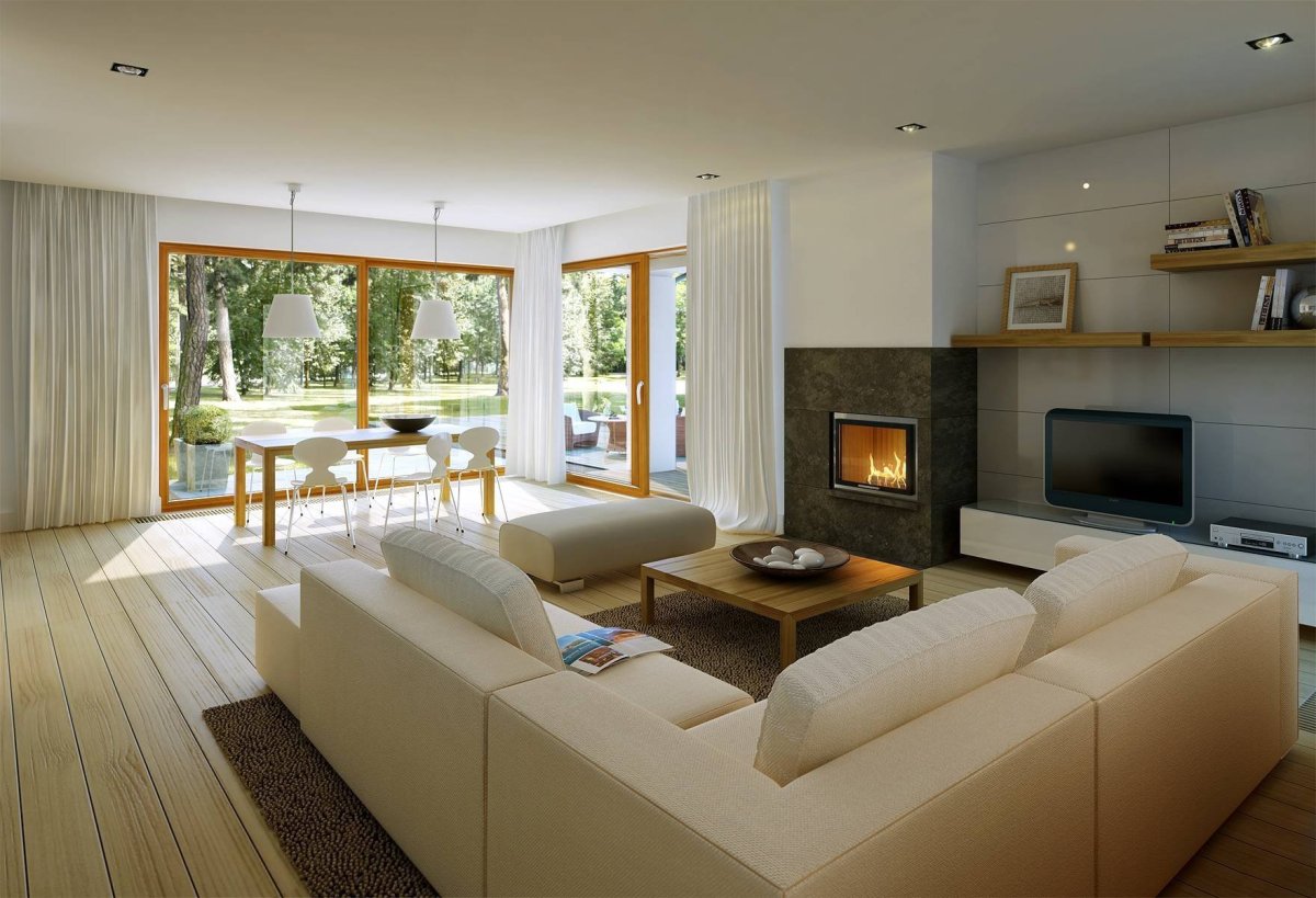 Кухня в загородном доме в современном стиле