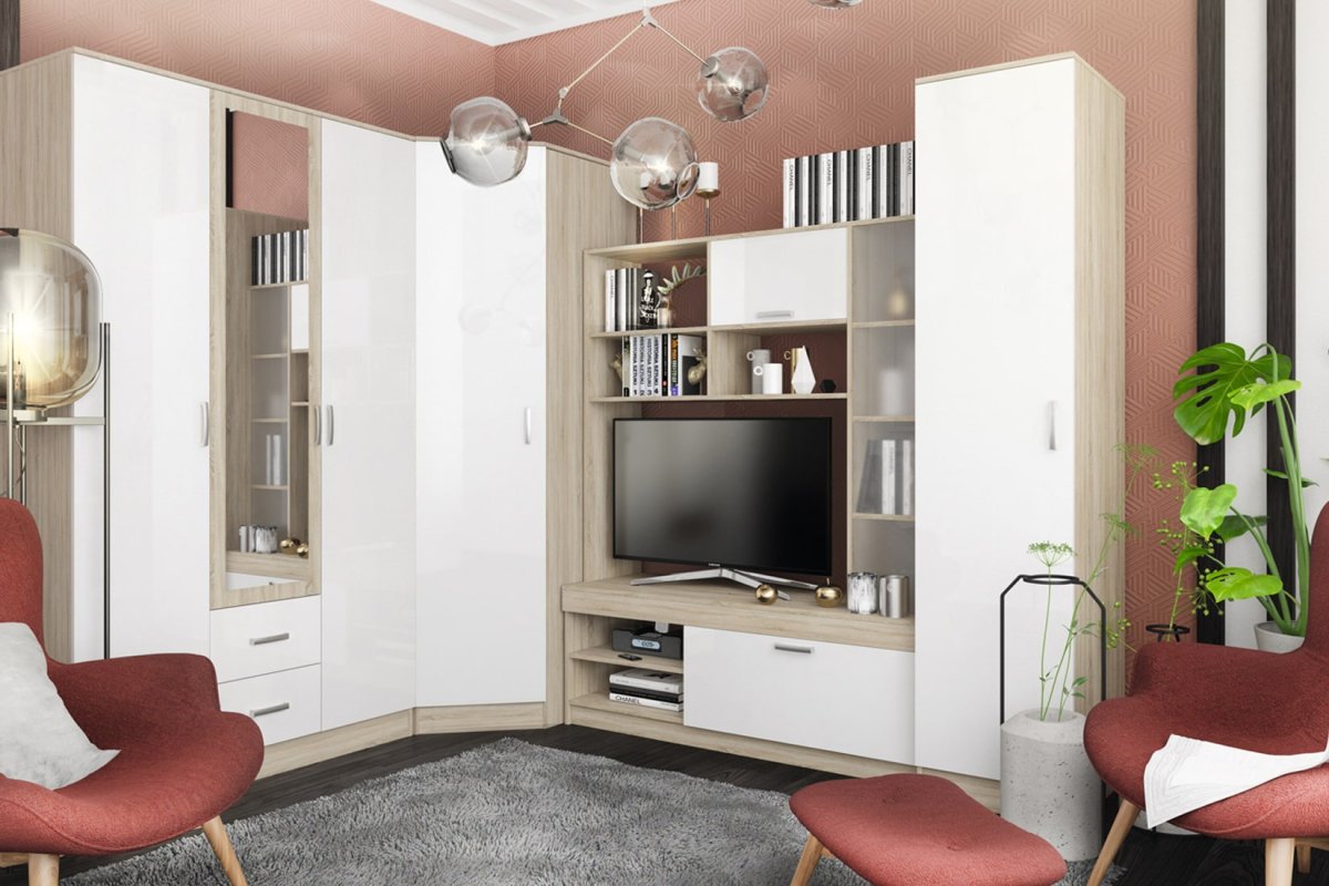 Стенка для гостиной с рабочим местом