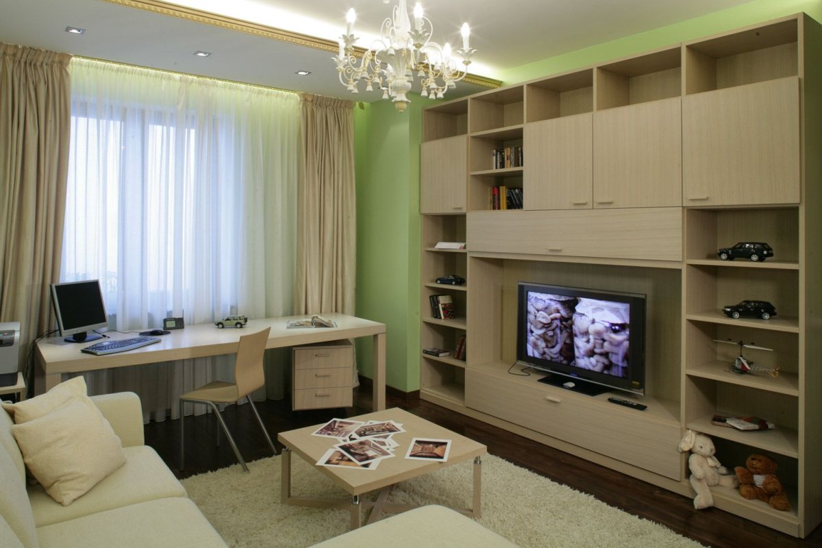 Стенка в гостиную в однокомнатной квартире