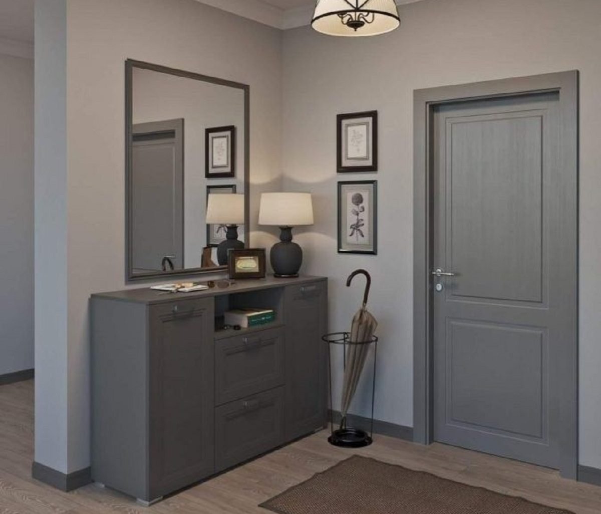 Серые двери в интерьере