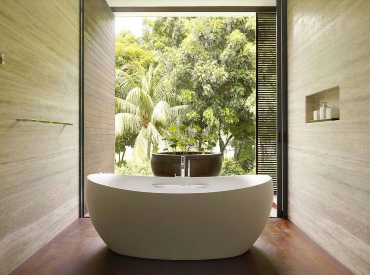 Ванная в тропическом стиле