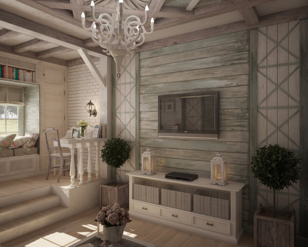 Гостиная Прованс имитация бруса