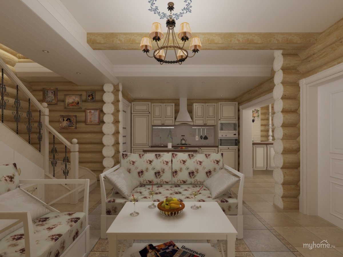 Дом из сруба в стиле Прованс