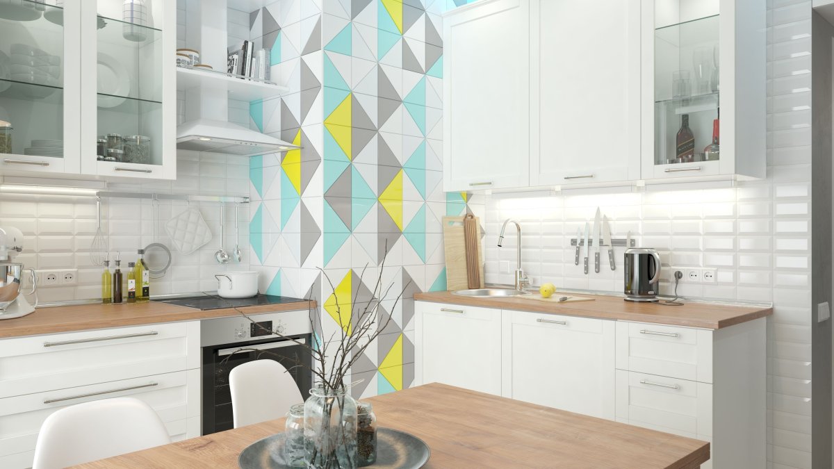 Акцентная стена на кухне