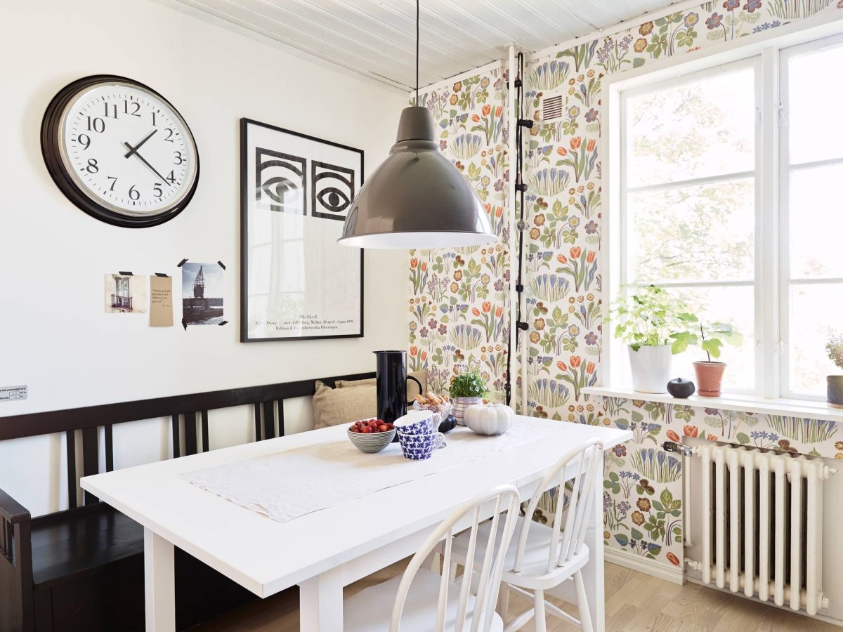 Акцентная стена на кухне в скандинавском стиле