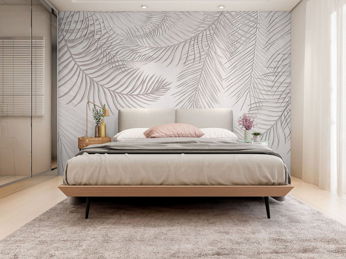 Фотообои листья пальмы в интерьере