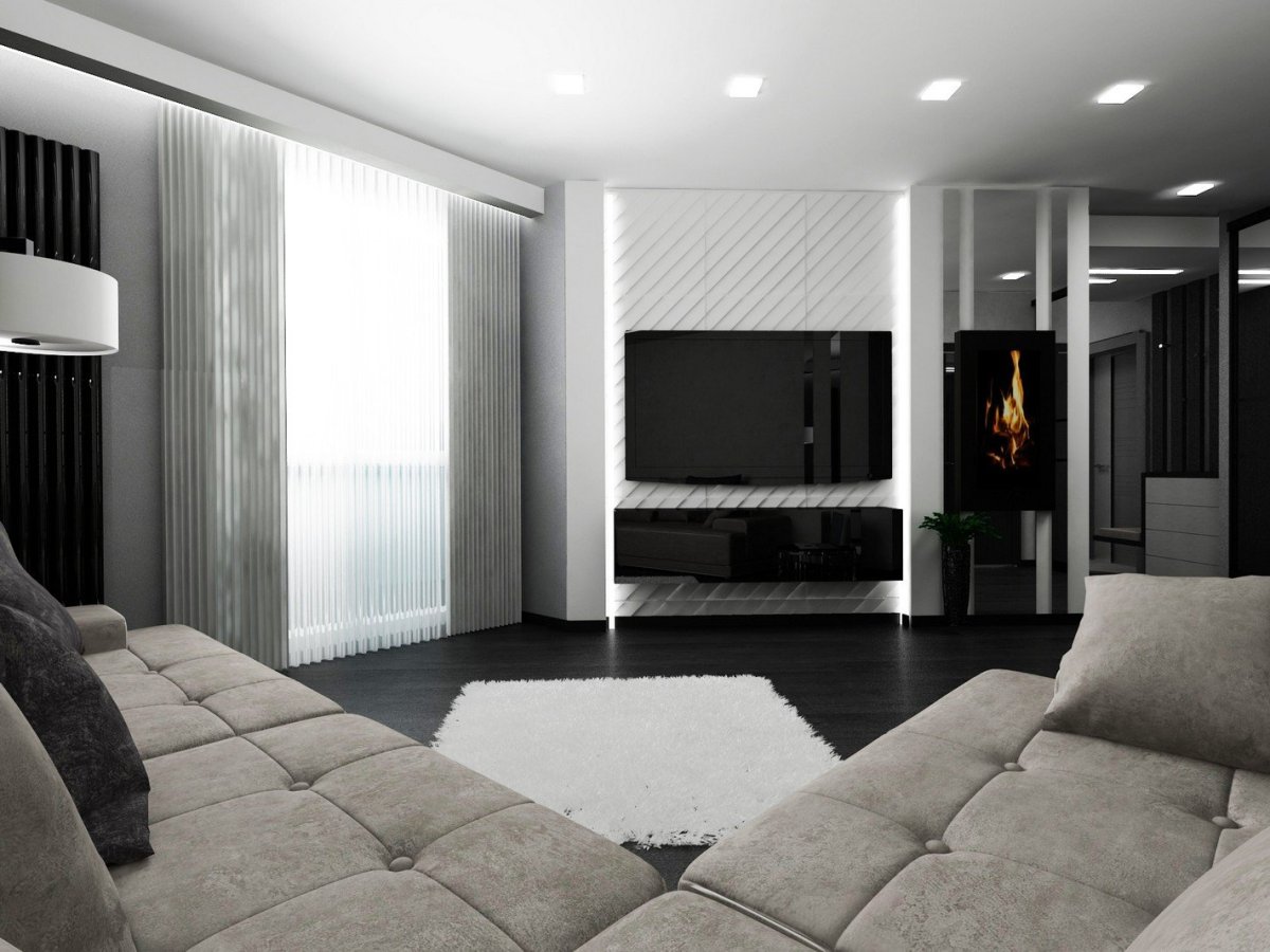 Дизайн двухкомнатной квартиры темный пол