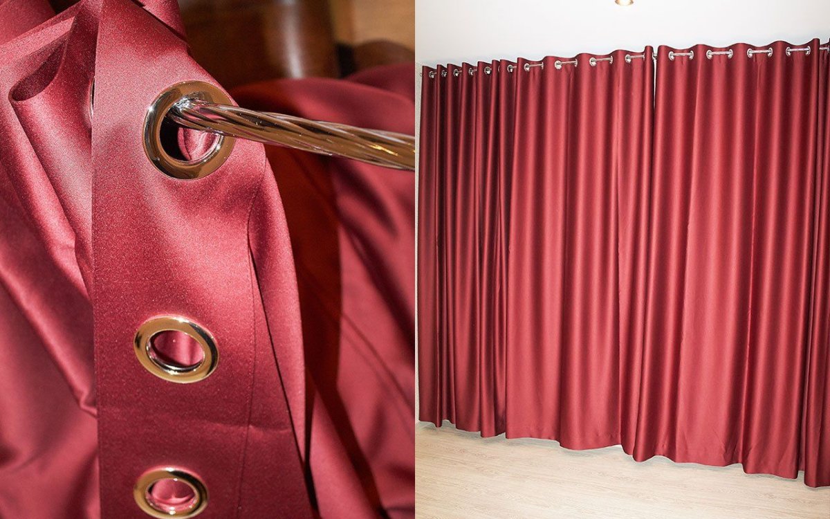 Шторы на люверсной ленте на трубе