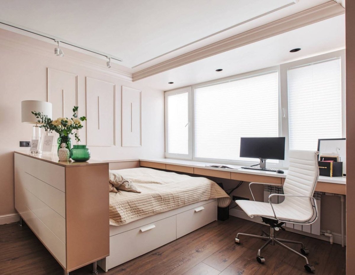 Спальня и кабинет в одной комнате 15кв.м
