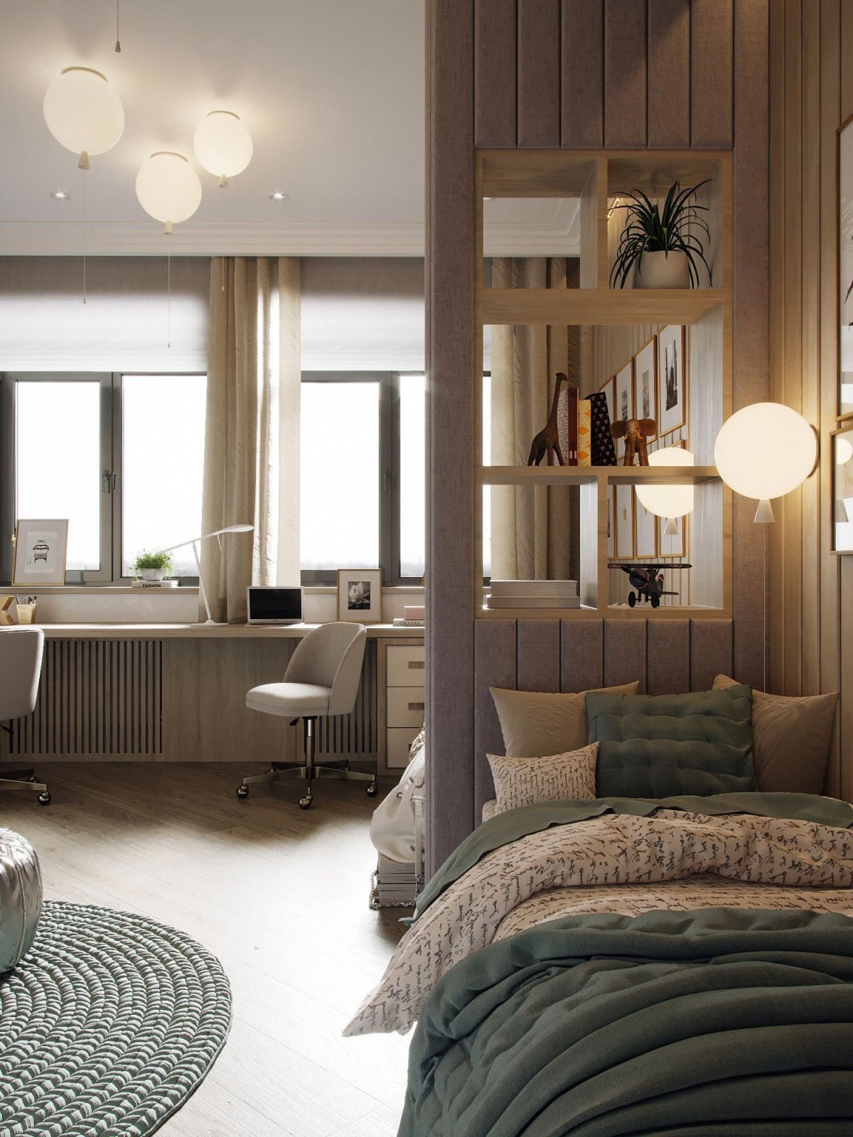 Спальня кабинет с перегородкой