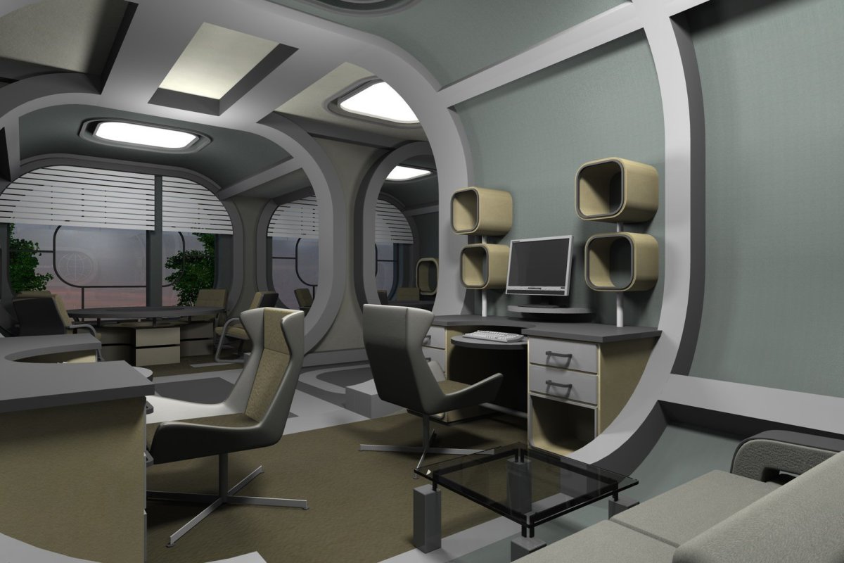 Потолок в офисе в стиле хайтек