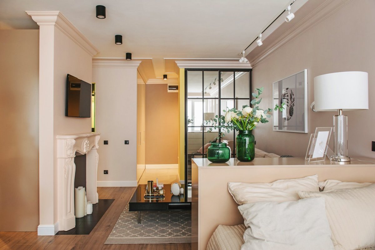 Зонирование освещением гостиная