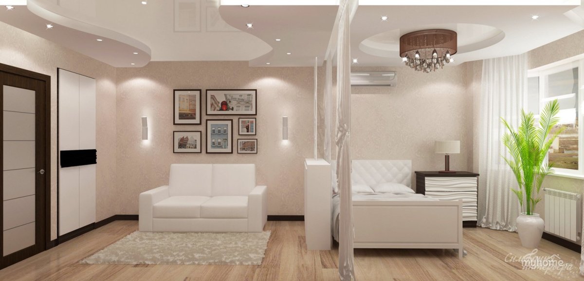 Освещение в интерьере в однокомнатной квартире с потолком 2,6 м