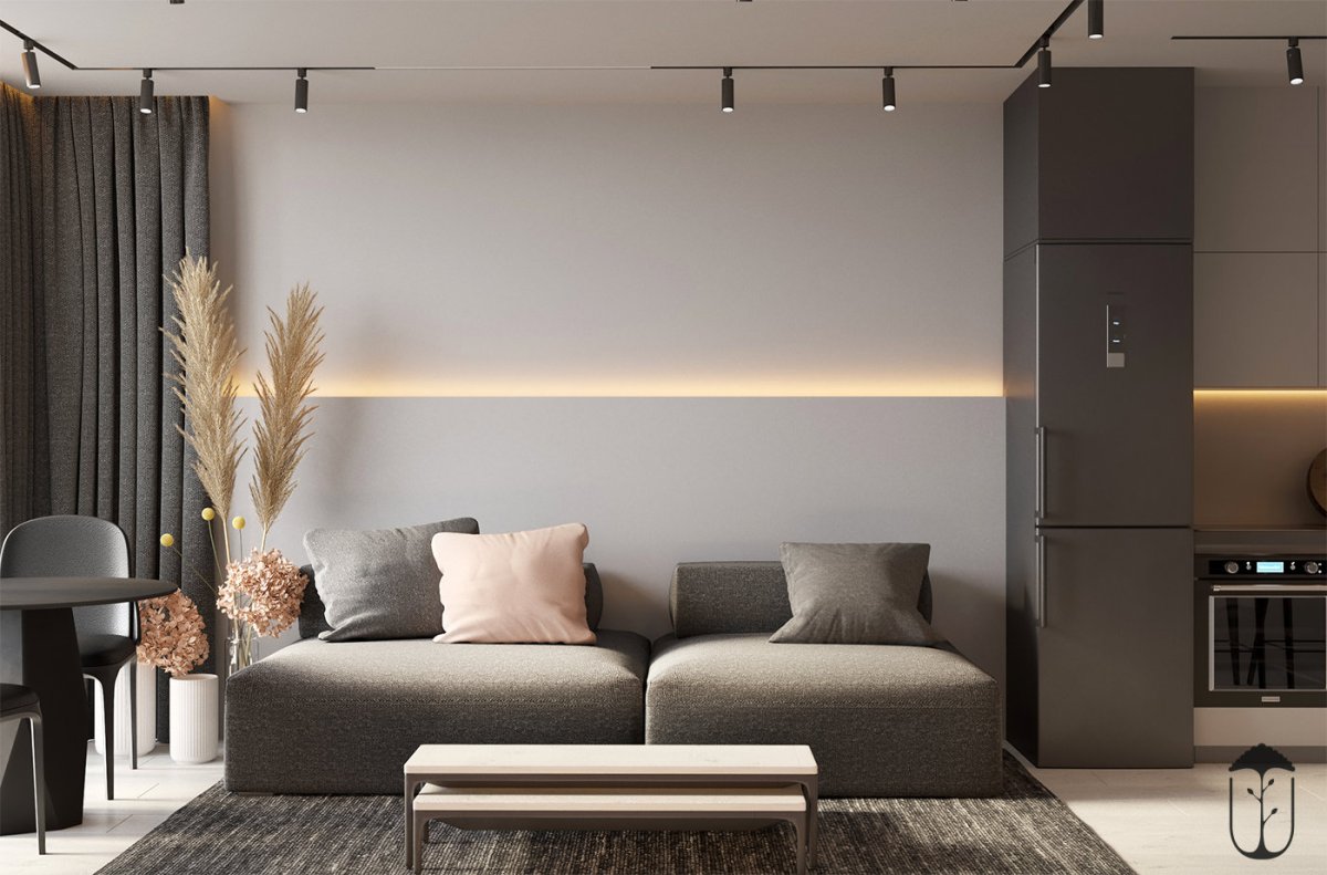 Теплый Минимализм в интерьере гостиной