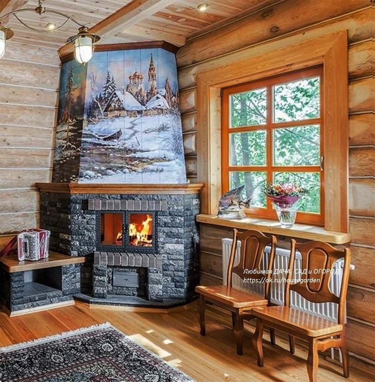 Камин в срубовом доме