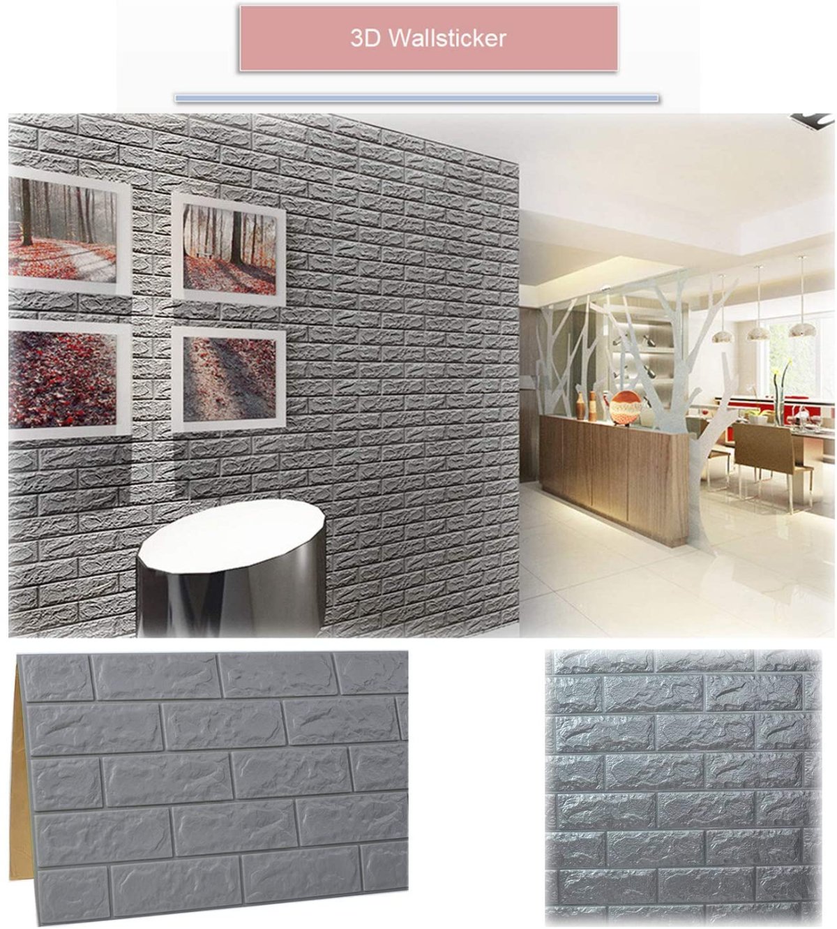 Самоклеящиеся обои 3д кирпич в детской