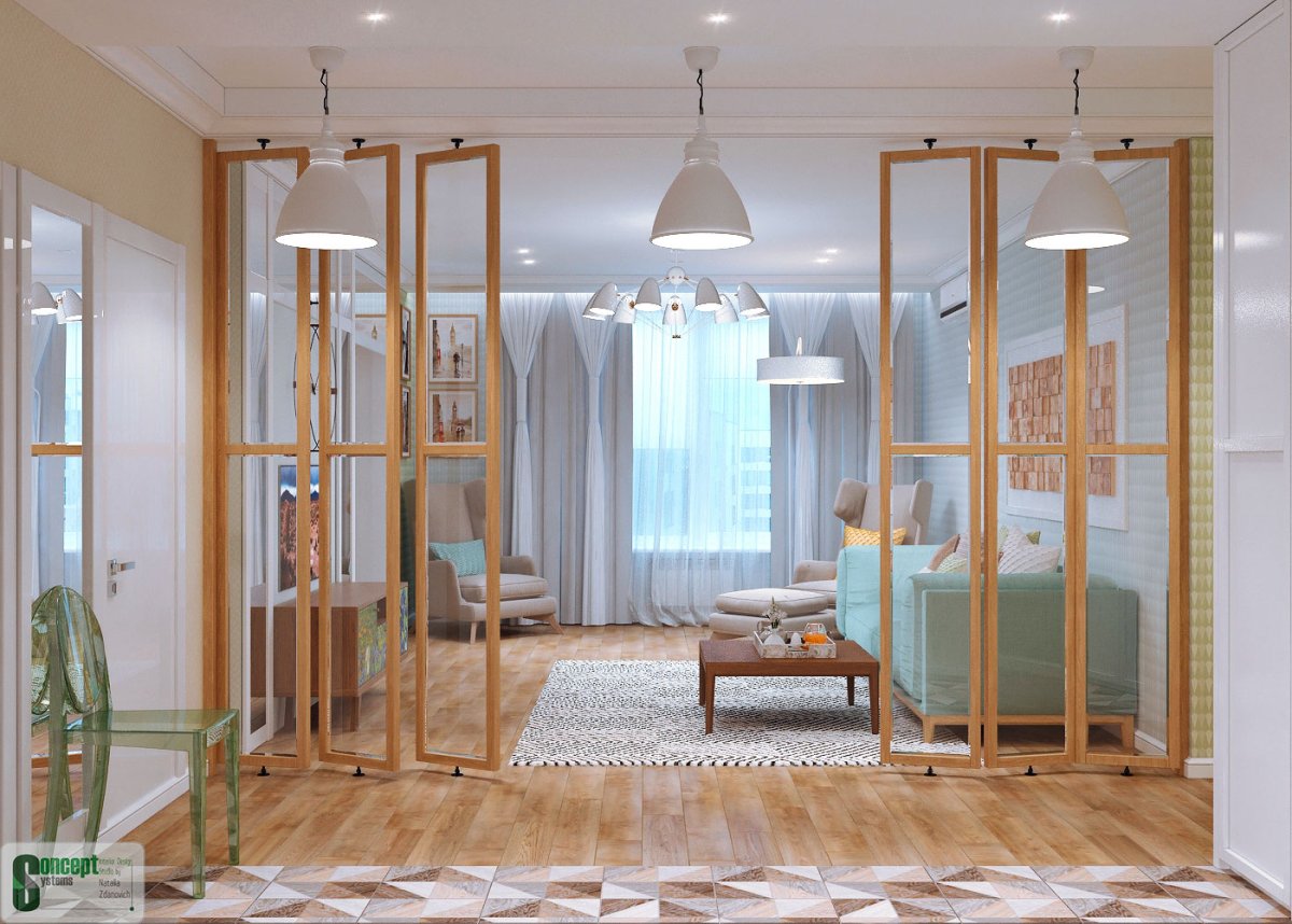 Стеклянная перегородка в прихожей