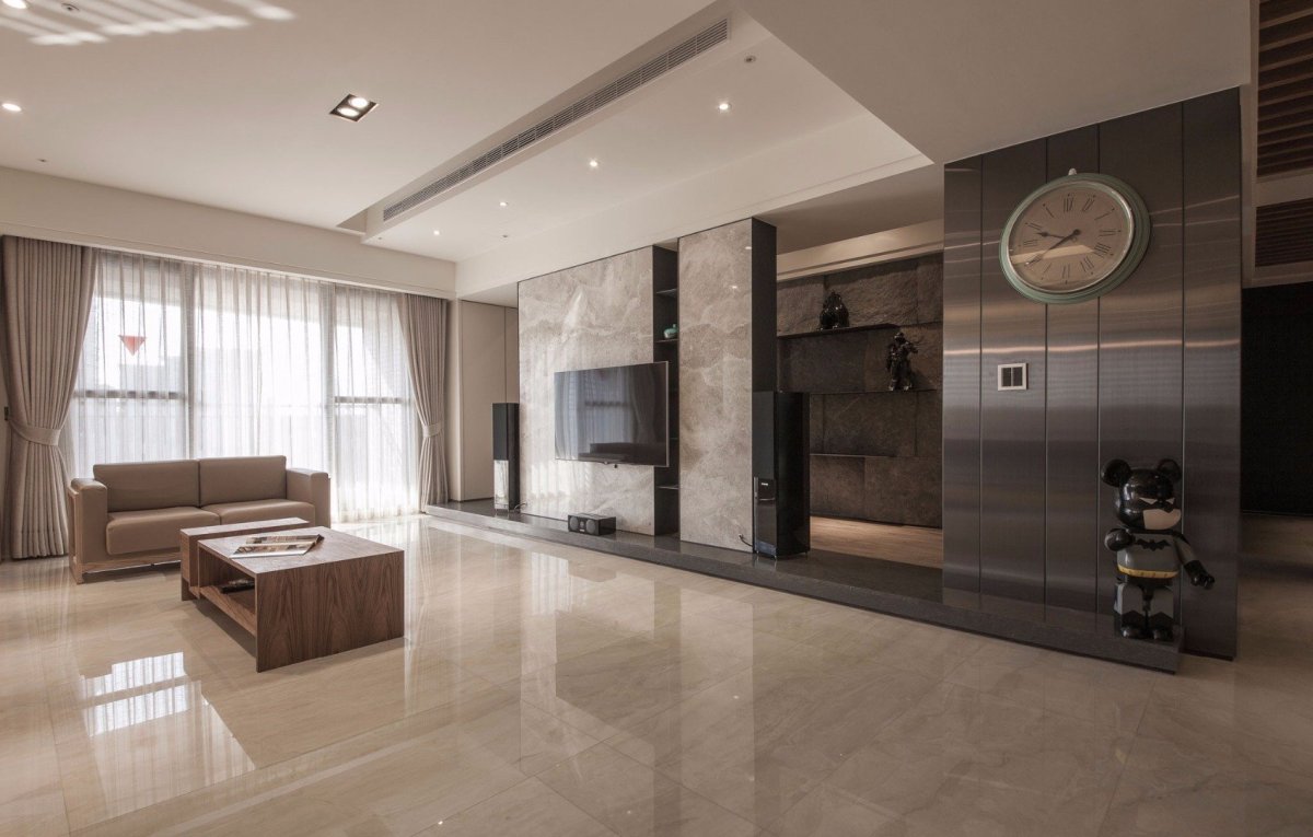 Мрамор в интерьере гостиной