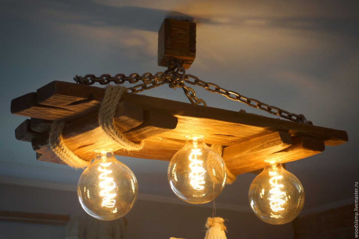 Деревянные люстры в стиле Шале