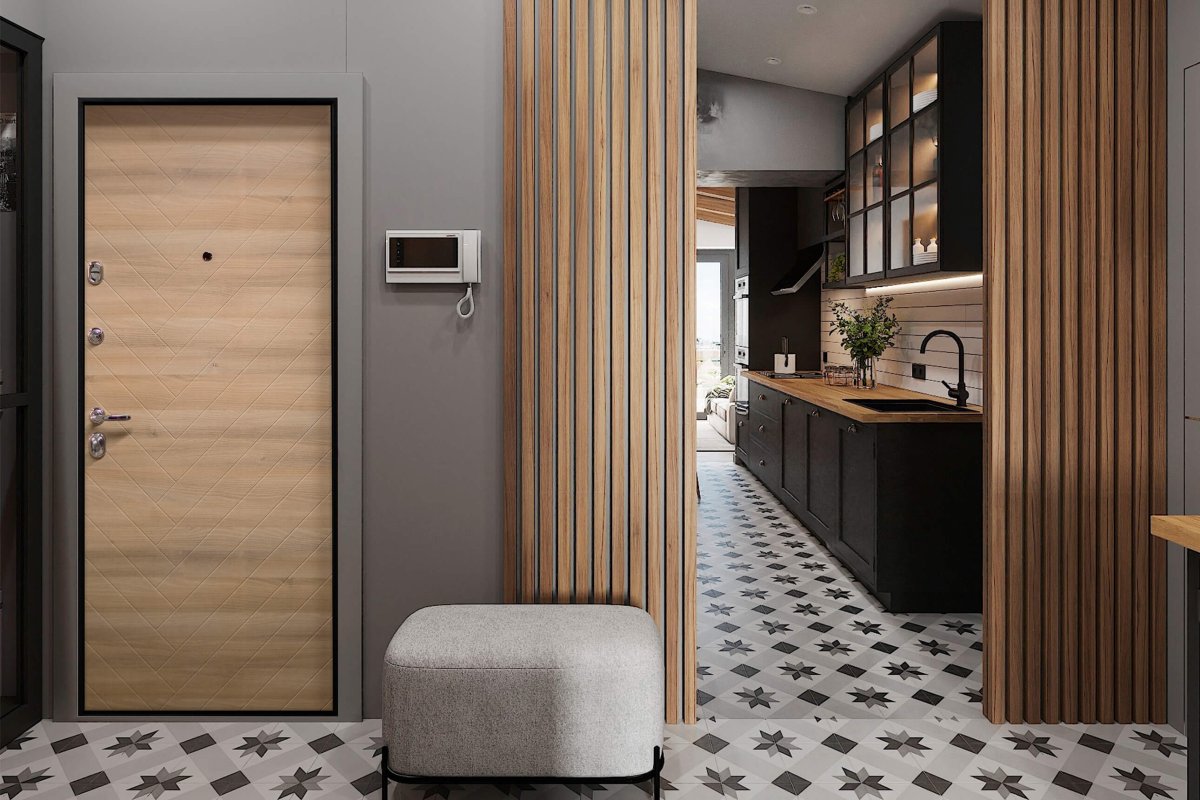 Отделка стен ламинатом в прихожей