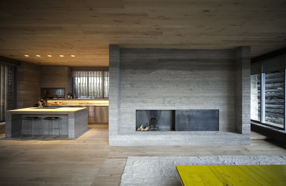 Бетон и дерево в интерьере