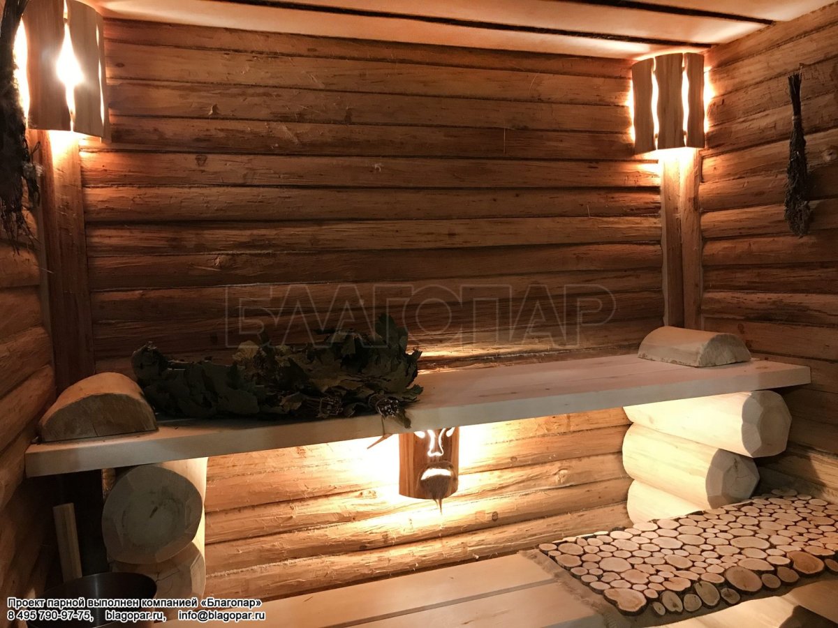 Отделка бани внутри в стиле лешего