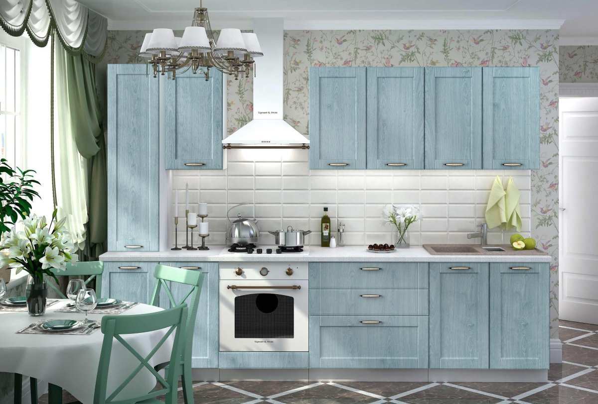 Кухня Кантри Прованс Неоклассика голубая